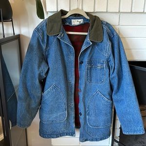 Vintage 80s LL Bean Lined Denim Chore Coat- Large
